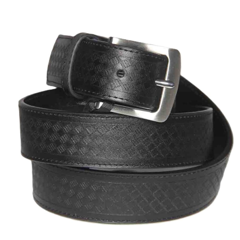 Lloyd Baker London Black Leather Belt Diamond Pattern Men's Size 38 BEST FITS 36